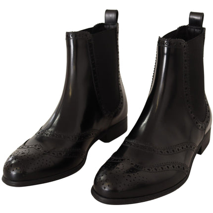 Bottes d'élégants bottes d'aile de la cheville noire oxford