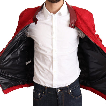 Veste de créateurs de bombardiers rouges et dorés