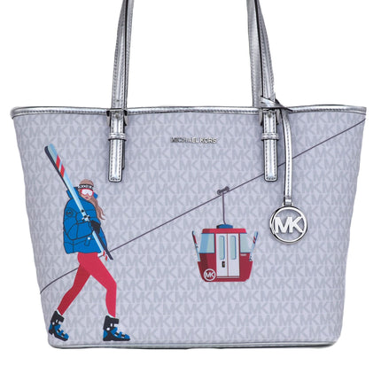 Jet Set Girls Imprimer la signature moyenne PVC PARTALALL TOTE MAIN TOTE (Bright White Multi)