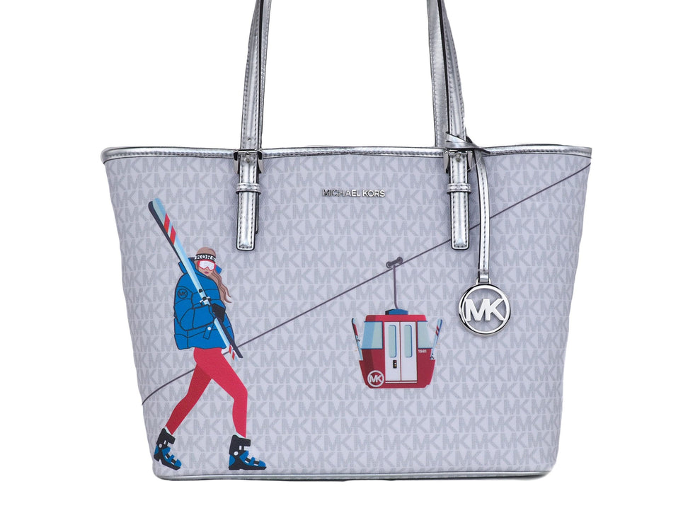 Jet Set Girls Imprimer la signature moyenne PVC PARTALALL TOTE MAIN TOTE (Bright White Multi)