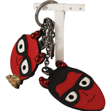 Elegante sleutelhanger van rood leer en messing