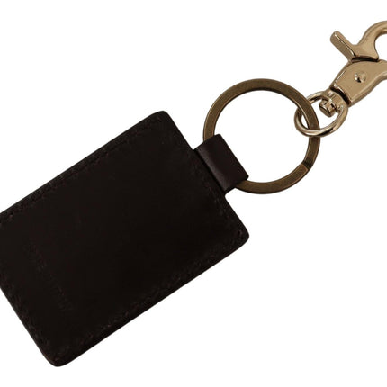 Elegante unisex lederen sleutelhanger met gouden detail