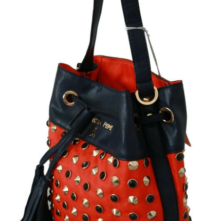 Chic Red Shoulder Tote with Leather Strap