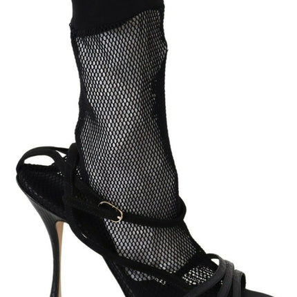 Sandales de stiletto en maille noire chic