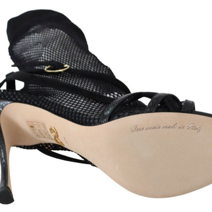 Sandales de stiletto en maille noire chic