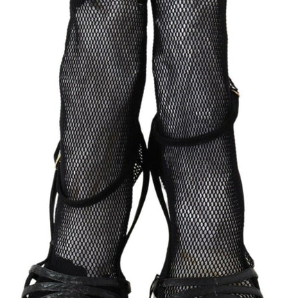 Sandales de stiletto en maille noire chic