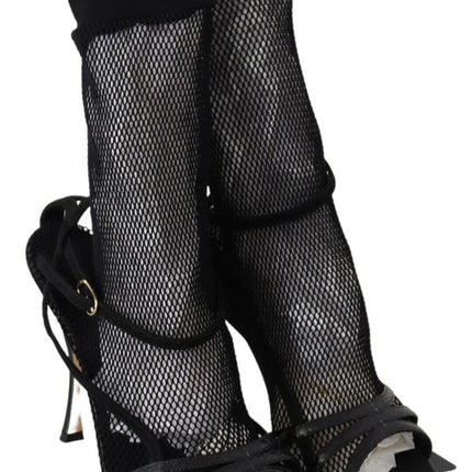 Sandales de stiletto en maille noire chic