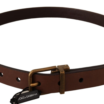 Elegant Brown Leather Belt with Gold Buckle