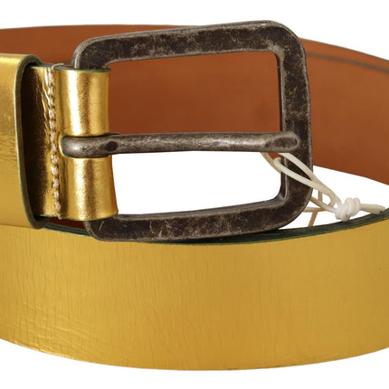 Elegant Gold Genuine Leather Men's Belt