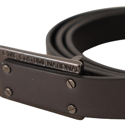 Elegant Leather Belt with Metal Buckle