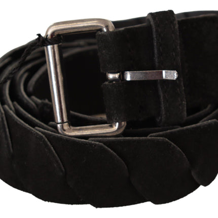 Elegant Black Waist Belt with Metal Buckle