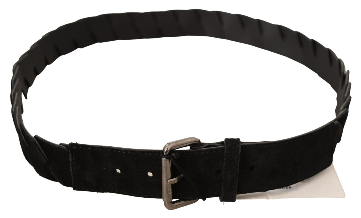 Elegant Black Waist Belt with Metal Buckle