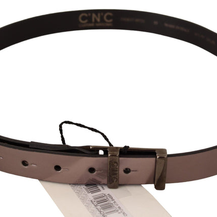 Ceinture en cuir métallique rose chic avec boucle en bronze