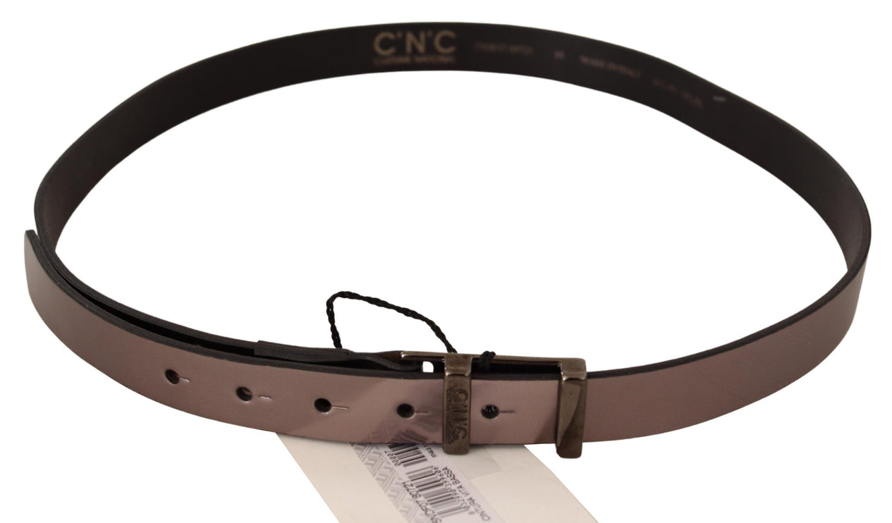 Ceinture en cuir métallique rose chic avec boucle en bronze