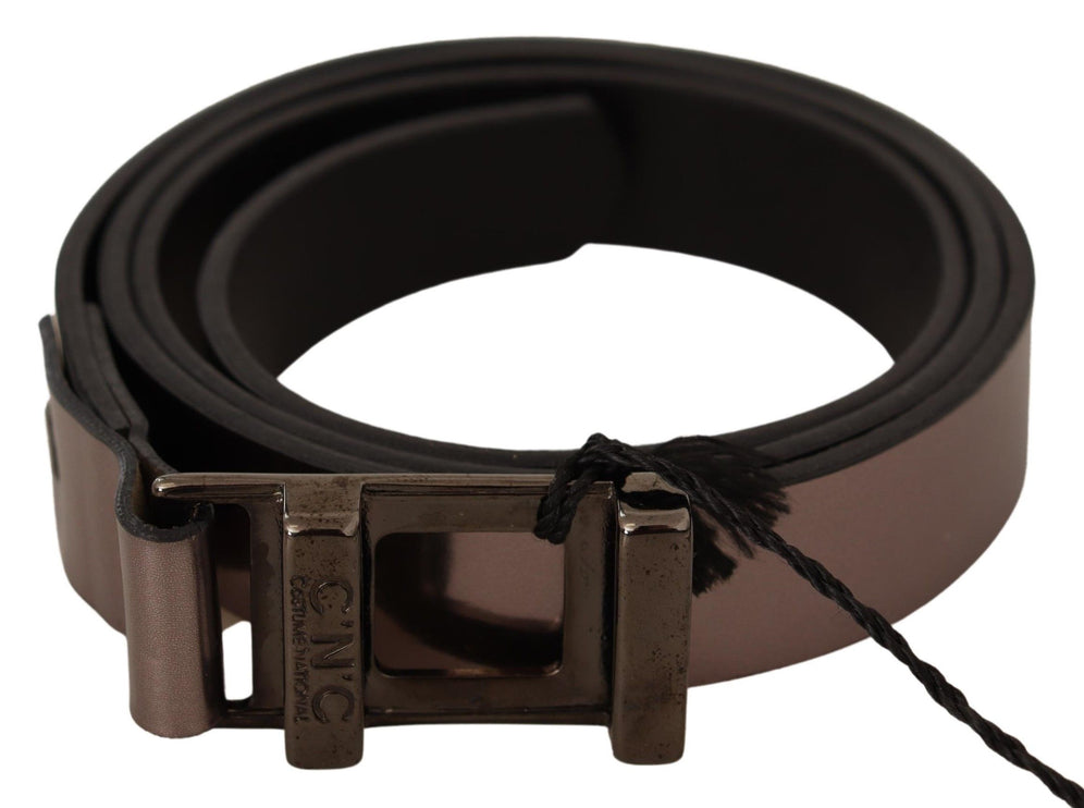 Ceinture en cuir métallique rose chic avec boucle en bronze