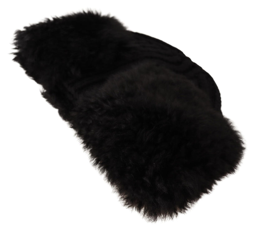 Elegante zwarte kasjmier alpaca bontmuts