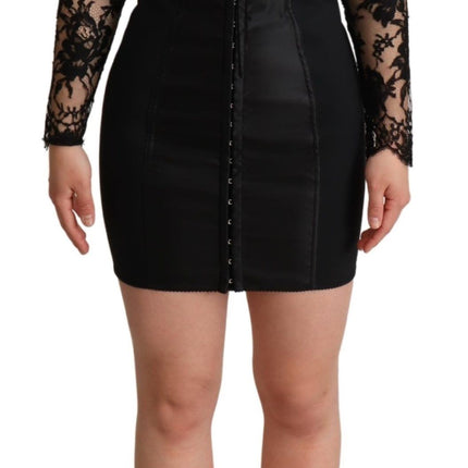 Elegant Black Lace Mini-Dress Delight