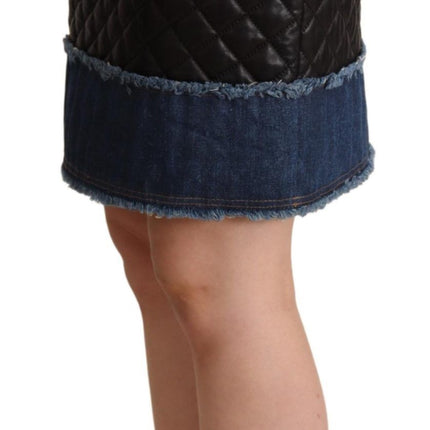 Slanke lederen mini-rok met hoge taille