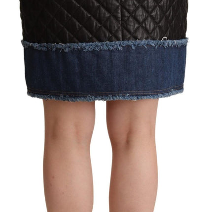 Slanke lederen mini-rok met hoge taille