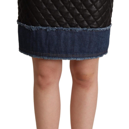 Slanke lederen mini-rok met hoge taille