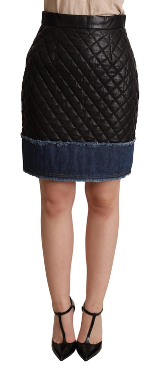 Slanke lederen mini-rok met hoge taille