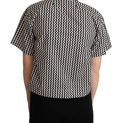 Zigzag Elegance Cotton Polo Top