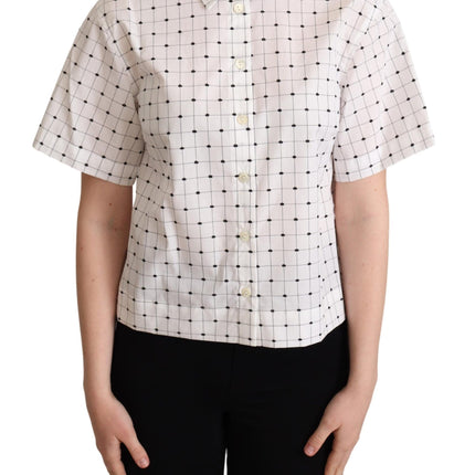 Chique monochrome polka dot polo top