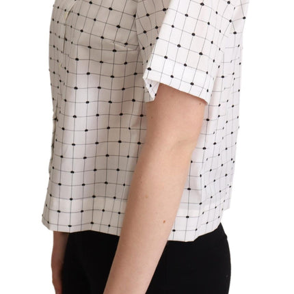 Chique monochrome polka dot polo top