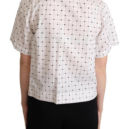 Chique monochrome polka dot polo top