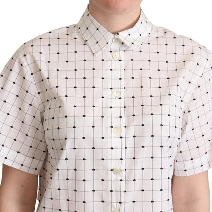 Chique monochrome polka dot polo top