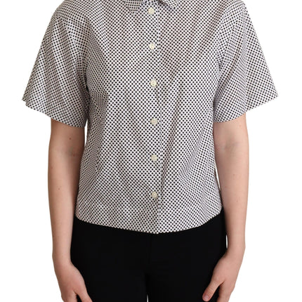 Elegante polka dot katoenen polo top