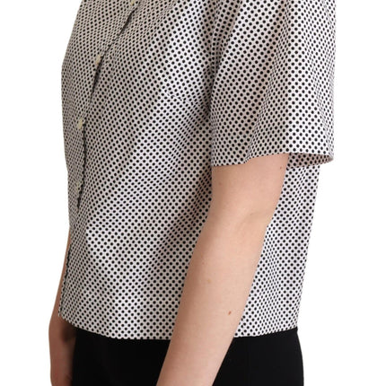 Elegante polka dot katoenen polo top