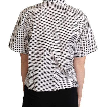 Elegante polka dot katoenen polo top