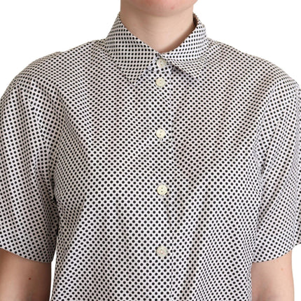 Elegante polka dot katoenen polo top