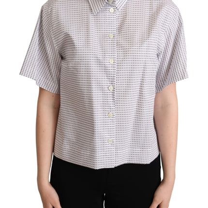 Elegante polka dots collared polo top