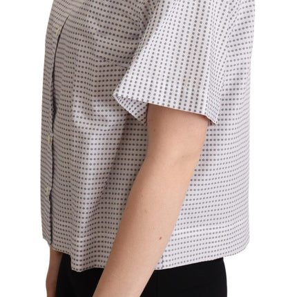 Elegante polka dots collared polo top