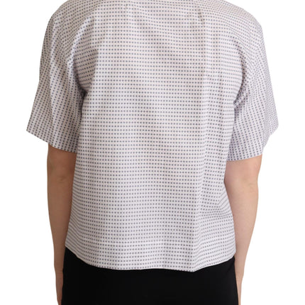 Elegante polka dots collared polo top