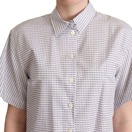 Elegante polka dots collared polo top