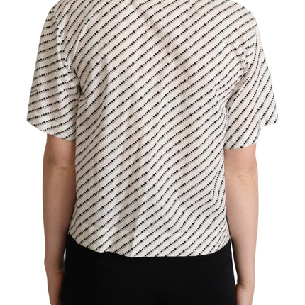 Elegante gestippelde katoenen polo top