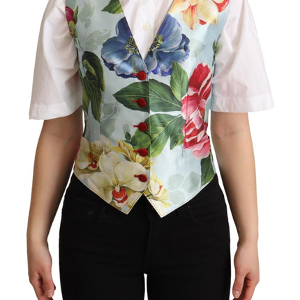 Gilet de soie à imprimé floral élégant