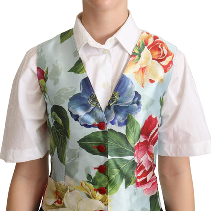 Gilet de soie à imprimé floral élégant