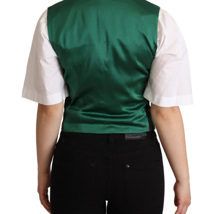 Elegante gilet con stampa a foglia verde