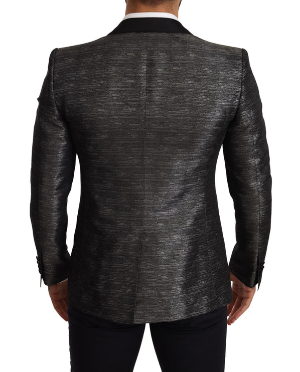 Blazer Slim Fit Metallic Grey Jacquard