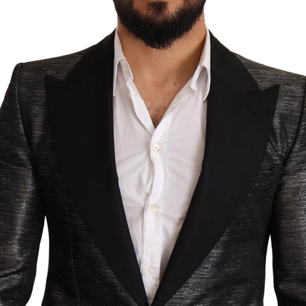 Blazer Slim Fit Metallic Grey Jacquard