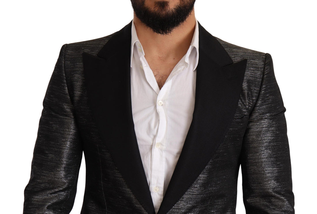 Blazer Slim Fit Metallic Grey Jacquard