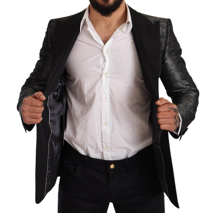 Blazer Slim Fit Metallic Grey Jacquard