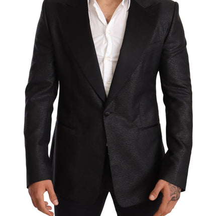 Elegant Black Metallic Slim Fit Blazer Jacket