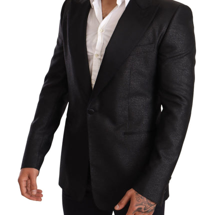 Elegant Black Metallic Slim Fit Blazer Jacket