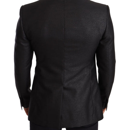 Elegant Black Metallic Slim Fit Blazer Jacket