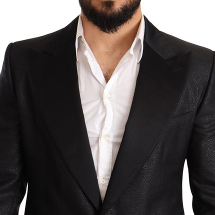 Elegant Black Metallic Slim Fit Blazer Jacket